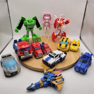 Transformers Action Figure Lot 12pc Optimus Prime Bumblebee Arcee Rescue Bots